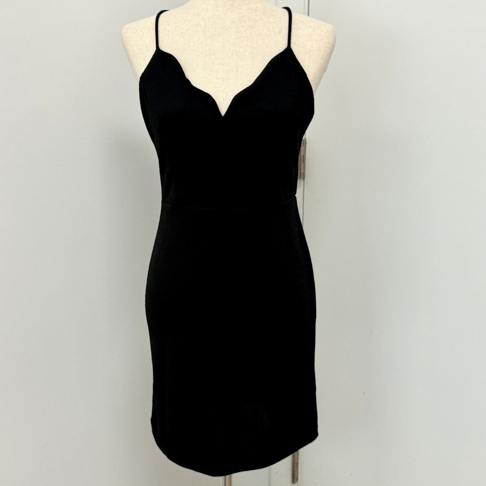 She & Sky Women's Mini Cami Tank Dress LBD Size L Black‎ NWT Whimsigoth Romantic